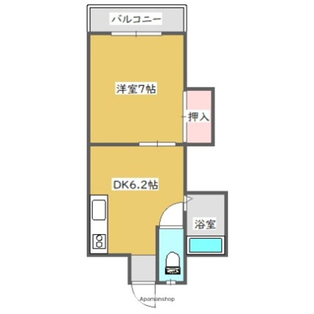 ルネッサンス天神 愛媛県宇和島市天神町000 (4.5万円／1DK (洋室6 DK6.2)／25㎡)｜賃貸物件(賃貸マンション・アパート・一戸 ...