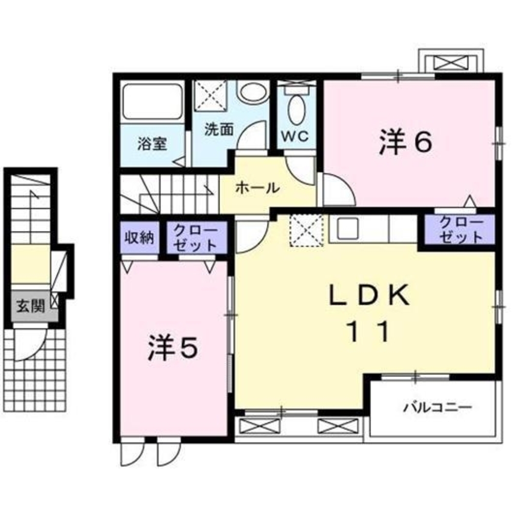 埼玉新都市交通伊奈線 志久駅 地上2階建て 築10年 埼玉県北足立郡伊奈町栄6丁目 (6.65万円／2LDK (洋室5 洋室6 LDK11)／54.46㎡)｜賃貸物件(賃貸マンション・アパート