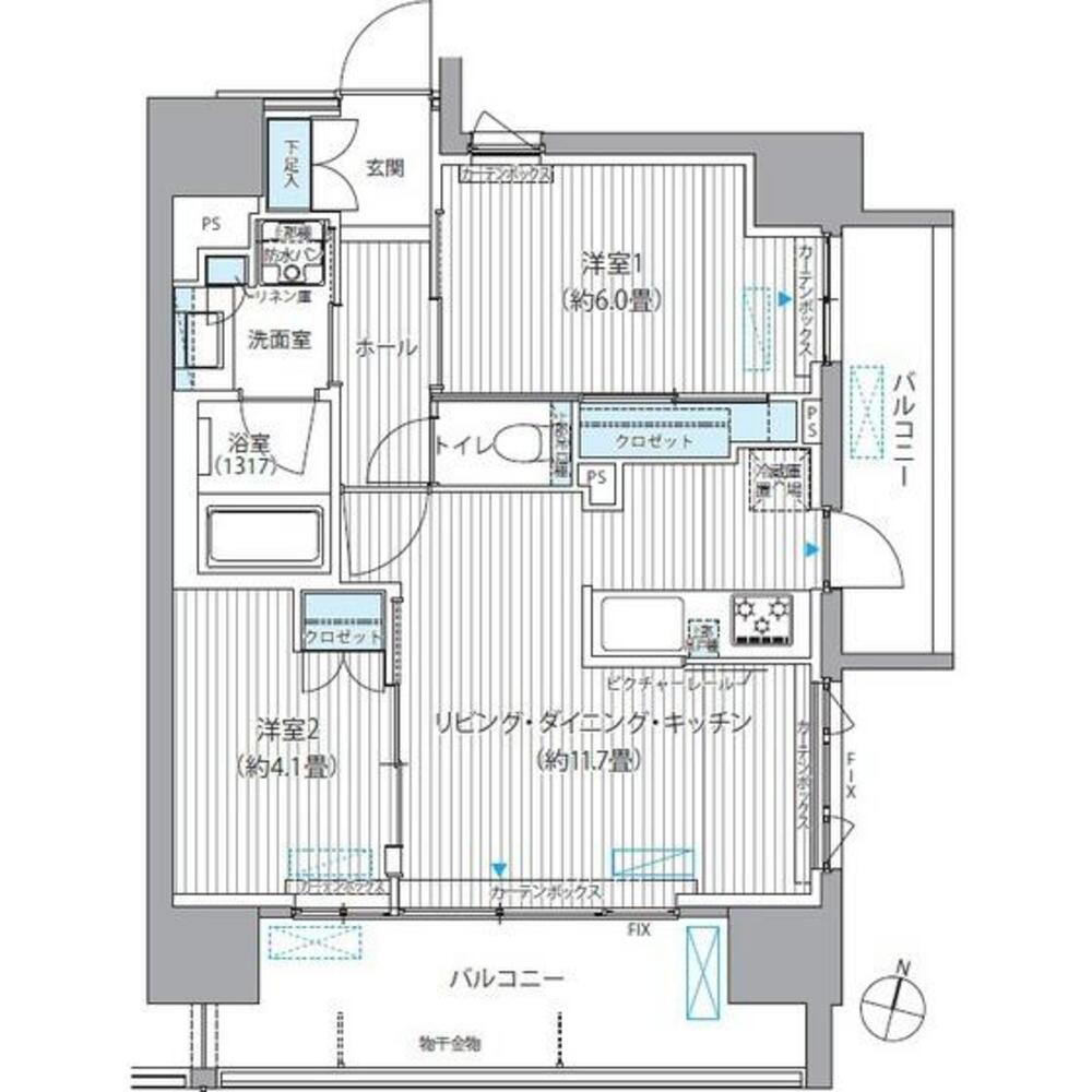 ヒューリックレジデンス千葉中央 千葉県千葉市中央区中央2丁目 (12.3万円／2LDK (LDK11．7 洋6 洋4．1)／50.97