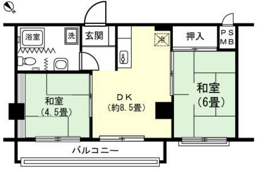 和室4.5畳　和室6畳　DK約8.5畳