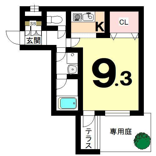 ベラジオ京都鴨川2(1R) 1階の間取り