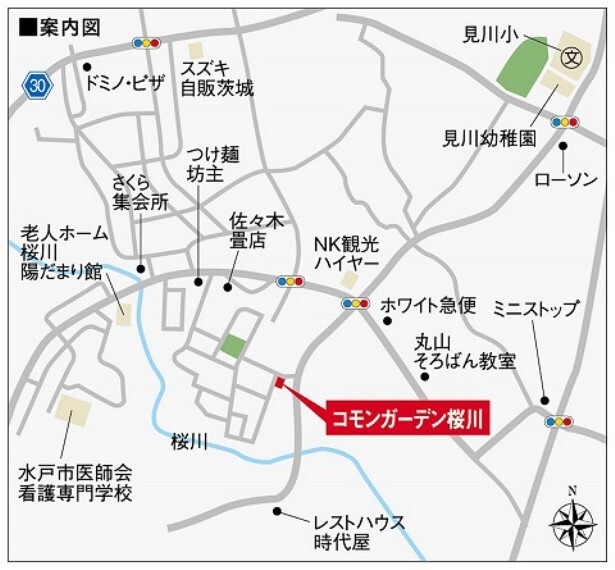 コモンガーデン桜川周辺案内図です。