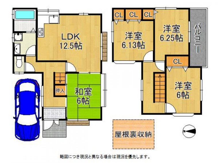 間取り図 全室6帖以上のゆったりとした間取り