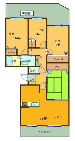 間取り図 2020年2月水回り、内装リフォーム済み。