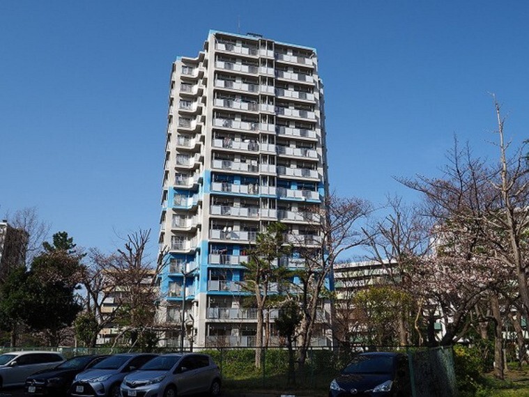外観写真 (3/21撮影)東南角部屋で陽当り・通風良好です!14階建て3階部分のお部屋です。