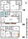 間取り図 日当たりの良い、南向き2階リビングです。洗面室へはキッチンと廊下から出入りができる、回遊性のある間取り。