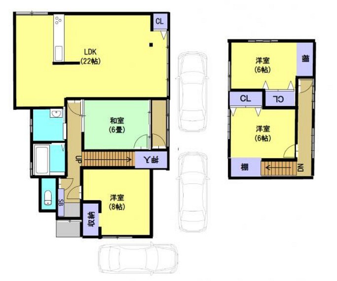 間取り図 リフォーム後の間取りになります。水廻りも全て新品交換済みで気持ちよく生活していただけます。DKをLDKにリフォームしたので、より家族が集まりやすい空間になりました。