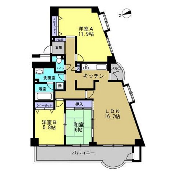 間取り図 管理規約に定められている専有部分の給排水管に漏水や故障があった場合は、弊社が引き渡しから2年間保証します。