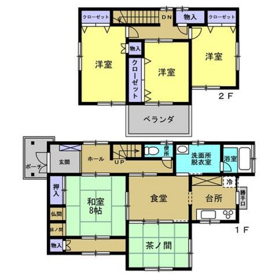 間取り図 【間取り図】南向きの4LDKです。水回り交換を中心としたリフォームでリフレッシュしました。