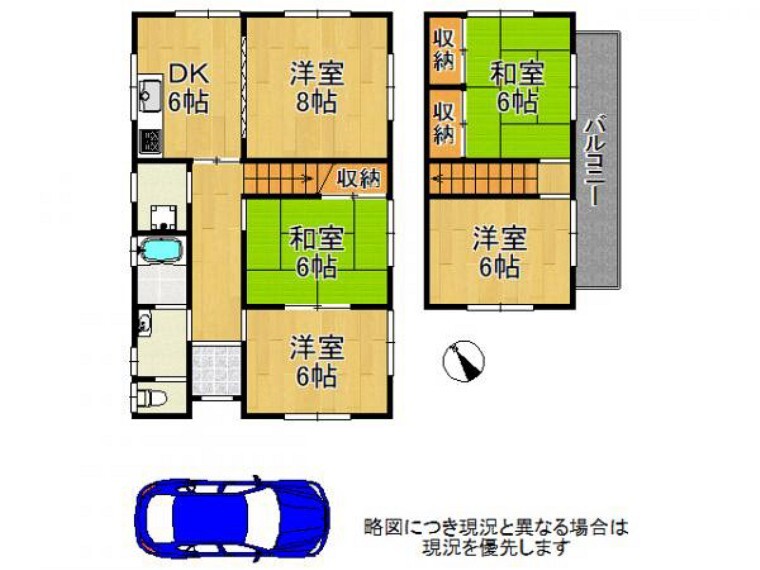 間取り図 全居室6帖以上にのゆったりとした5DK!