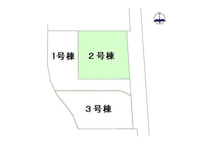 区画図 2号棟 カースペース2台可 敷地約48坪