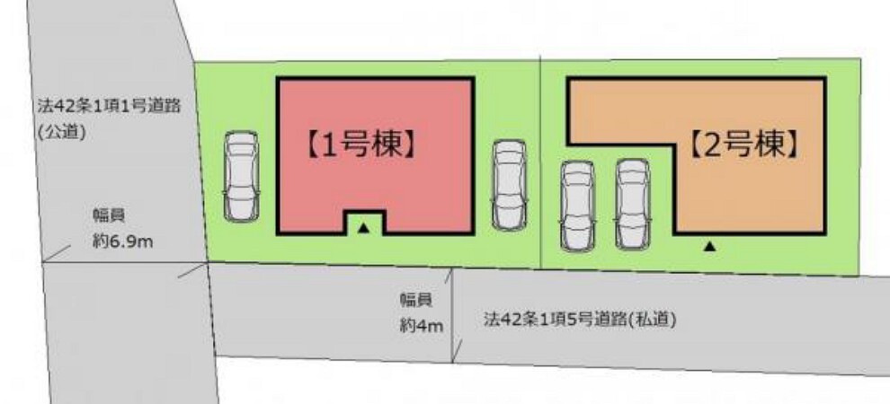 区画図 お友達をたくさん呼べるゆとりの駐車スペース