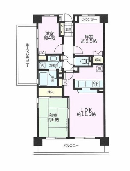 間取り図 南西・北西角部屋~開放感溢れるお部屋です~令和元年12月内装リフォーム済!