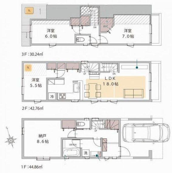 間取り図 D号棟間取図 3LDK+S+カーポート