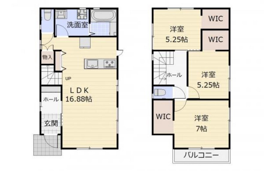 間取り図 (間取)2階全室にWIC付き・お洋服も思い出もたっぷり収納