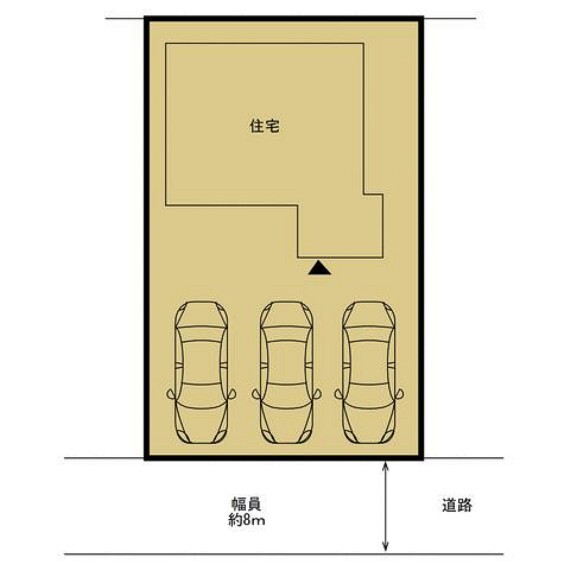 区画図 【区画図】駐車場は庭木・庭石を撤去し、3台駐車可能になりました。