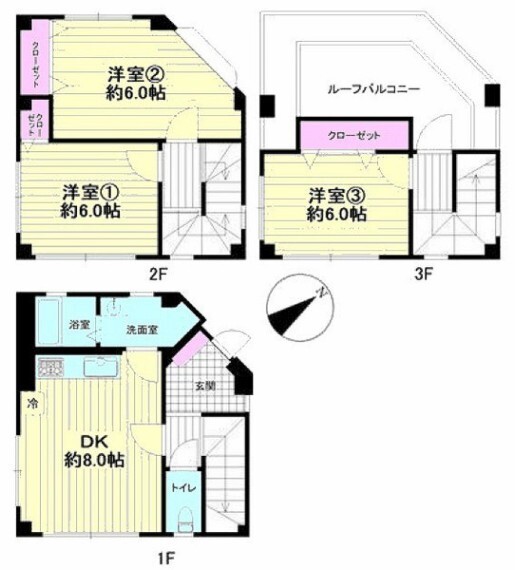 間取り図 各居室6帖以上の間取り