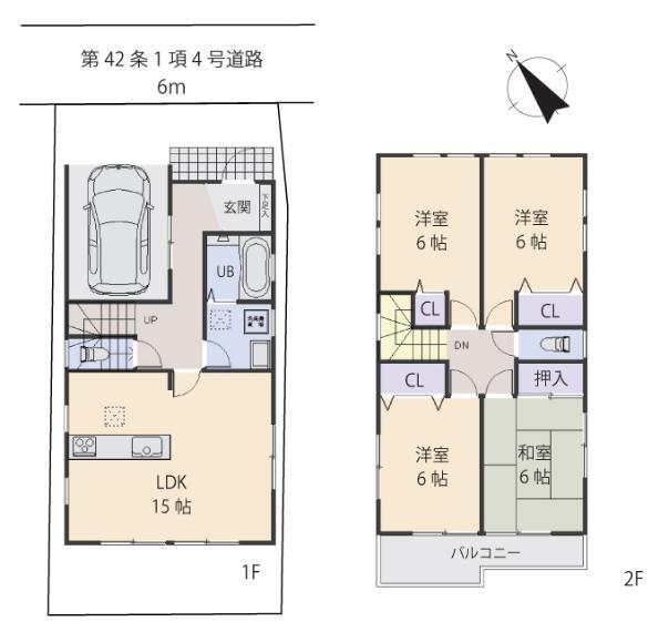 間取り図 居室4部屋の4LDKです。居室2面採光につき陽当り通風良好です。お部屋もひろく見えますよ。