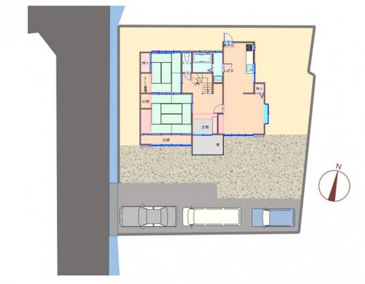 区画図 敷地面積332.21m2(100.49坪)です。敷地に余裕があるので、休日は庭でゴルフの素振りなどちょっとした運動をしたり、バーベキューなどもできますね。