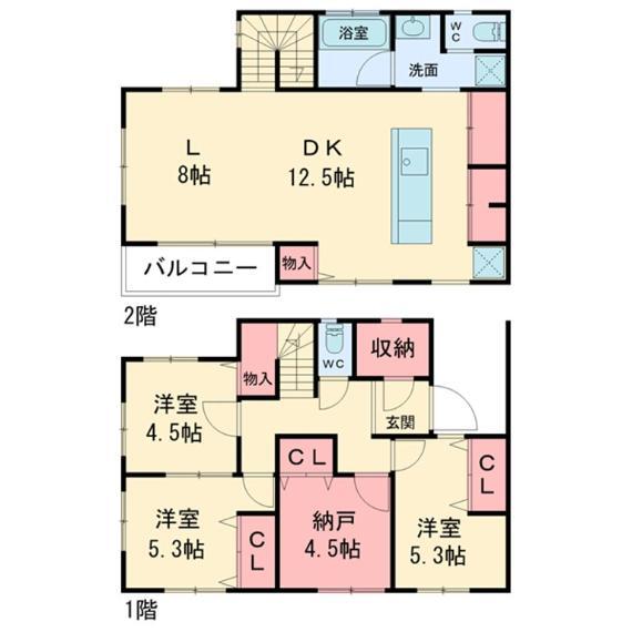 間取り図 3LDK+S(納戸)、価格2980万円、占有面積100.19平米の間取り図です。お部屋の数と収納スペースが充実しております。カースペースもございます。