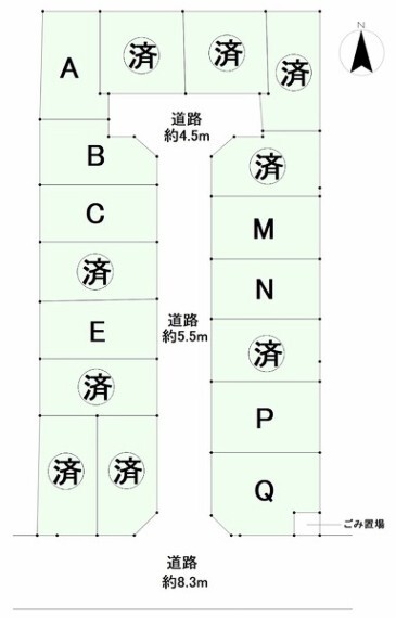 区画図 一戸建ての多いエリア、静かで落ち着いた雰囲気です。
