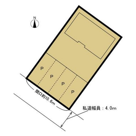 区画図 (区画図)駐車並列で4台停められます。車の出し入れがしやすいですね。南西側道路なので日当たりも良いです。