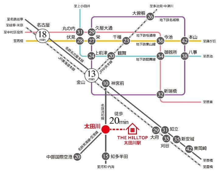 名鉄「太田川」駅　路線図