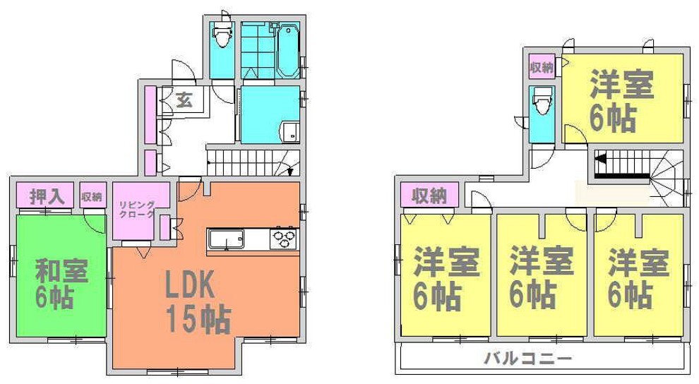 間取り図 5LDKのおうちになります。