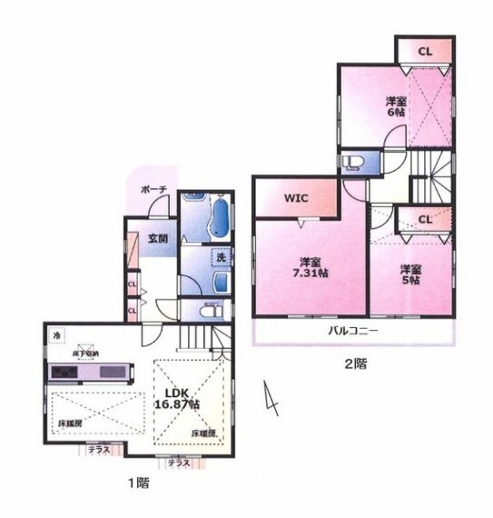 間取り図 リビングイン階段なので、家族の様子がよくわかります