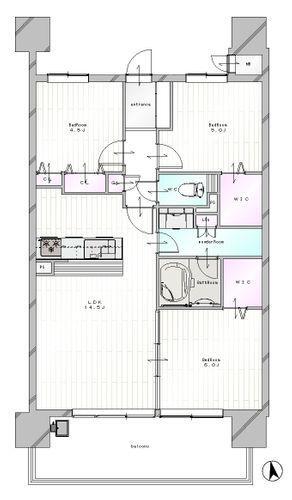 間取り図 ウォークインクローゼット2ヵ所あります