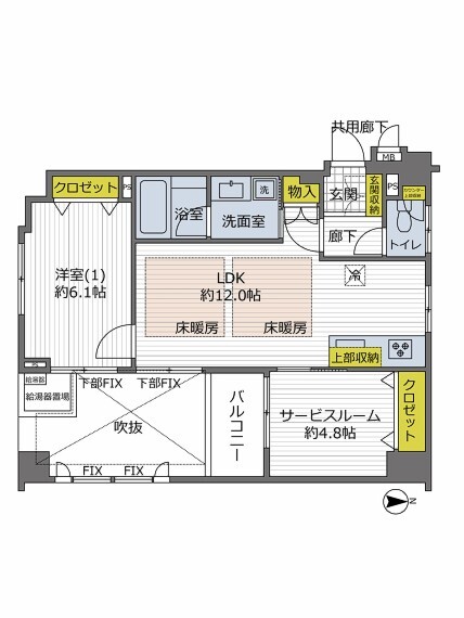 間取り図 廊下が玄関ホールになっており居室の有効面積が広い間取り