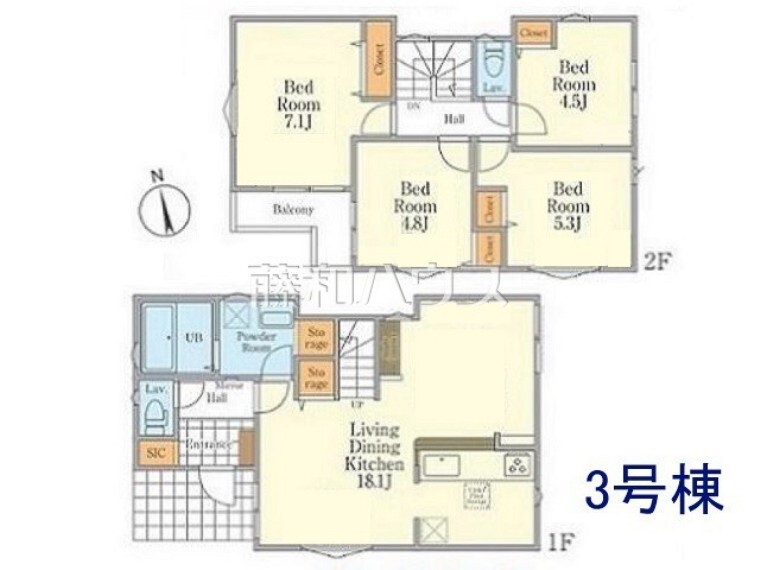 間取り図 3号棟 間取図 【小平市上水新町3丁目】