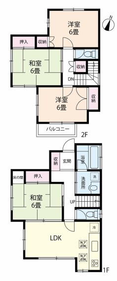 間取り図 全居室6畳あるのでゆったりとした間取りです