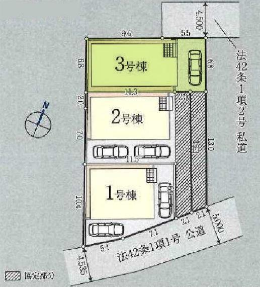 区画図 敷地面積133.79平米。カースペース1台駐車可能です。