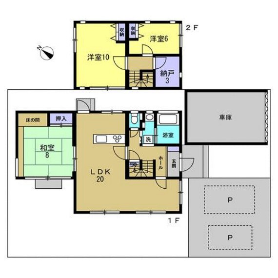 間取り図 リフォーム後の間取りです。3SLDK、駐車3台。