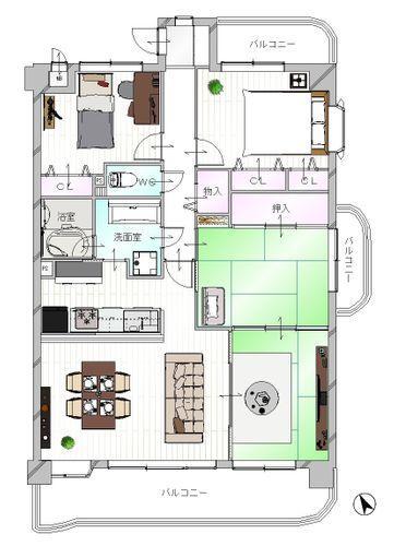 間取り図 高層階角部屋になります