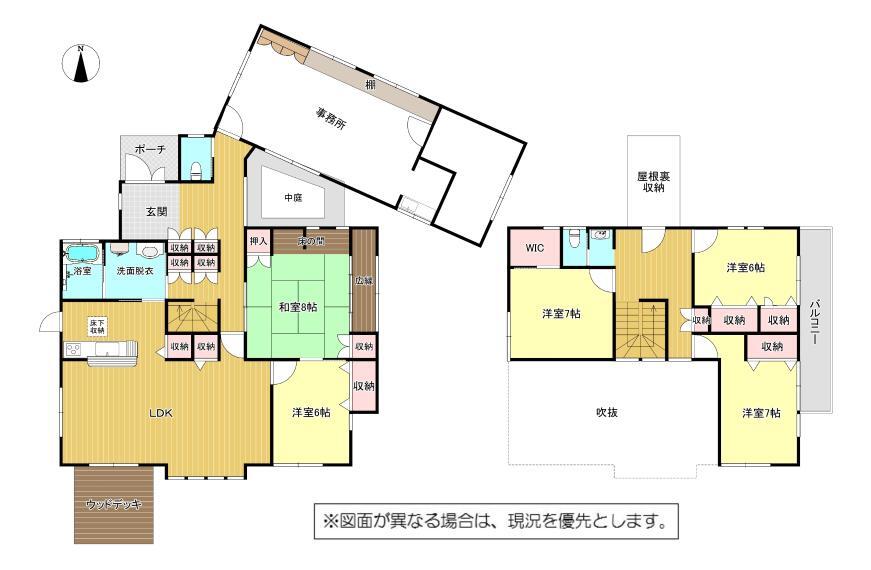 間取り図 5LDK+WIC+屋根裏収納+事務所スペース付