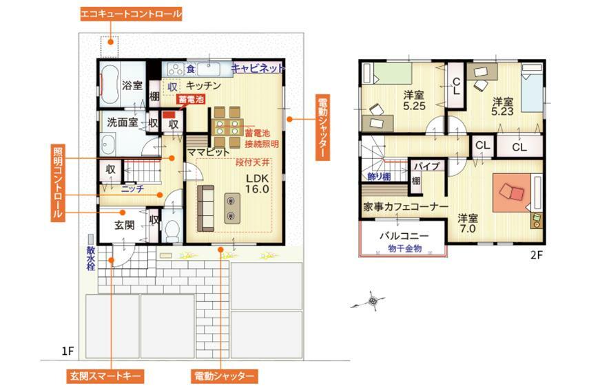間取り図 【ZEH＆IoT住宅仕様＆リチウムイオン蓄電池付】2号地モデルハウス　間取り図