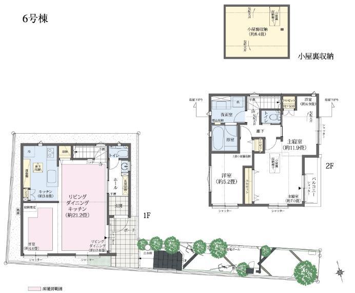 間取り図 6号棟/2LDK■敷地面積/93.16平米(28.18坪)※路地部分約24平米含む■建物面積/89.08平米(26.94坪)