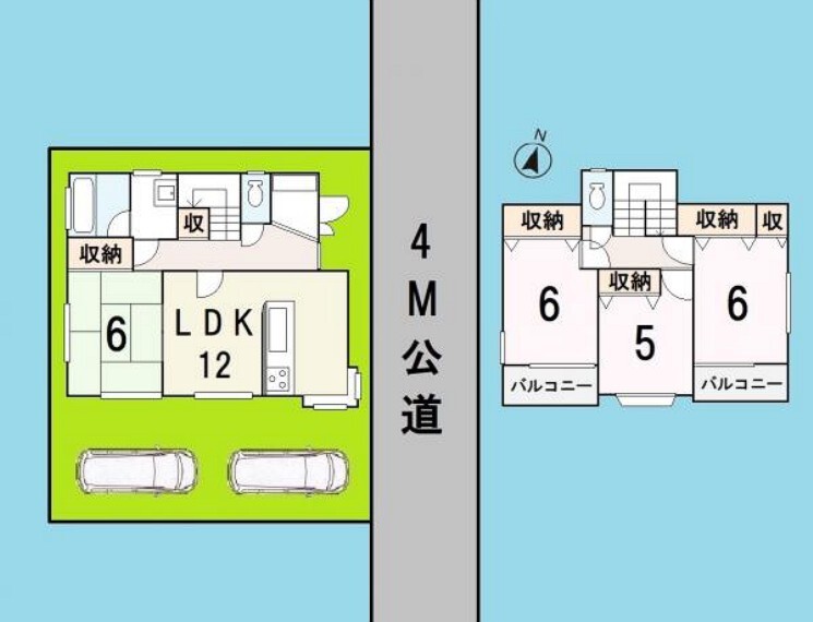 区画図 全居室南向き リビングと和室を合わせると約18帖の広い空間に 生まれ変わります。