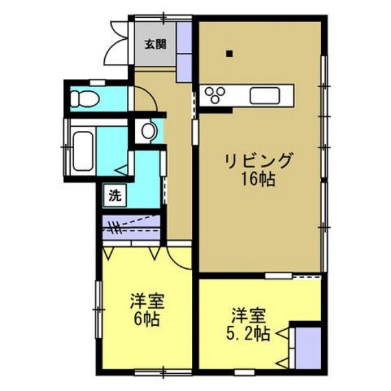 間取り図 【リフォーム後】2LDKに間取り変更を行いました。平家でコンパクトなので過ごしやすいですね。