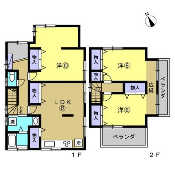 間取り図 【間取り】リフォーム後の間取りで、3LDKになります。全室洋室に変更済で、水廻りも新品交換済です。各居室に収納が完備されているため、お荷物の多いご家庭でもゆったりお使いいただけます。