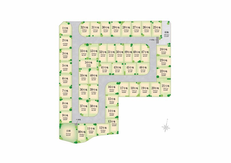 区画図 「奈良燈花会」をイメージした灯りの街。 奈良市高畑町、新築一戸建全50区画の分譲地。