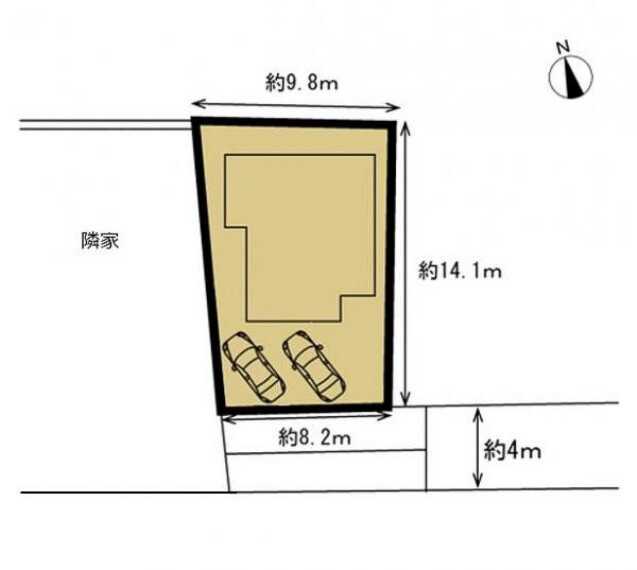 区画図 【区画図】閑静な住宅街にある4LDKのオウチです。駐車場は拡張工事を行い、並列2台分のお車を停めていただけます。