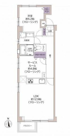 間取り図 1LDK+S。