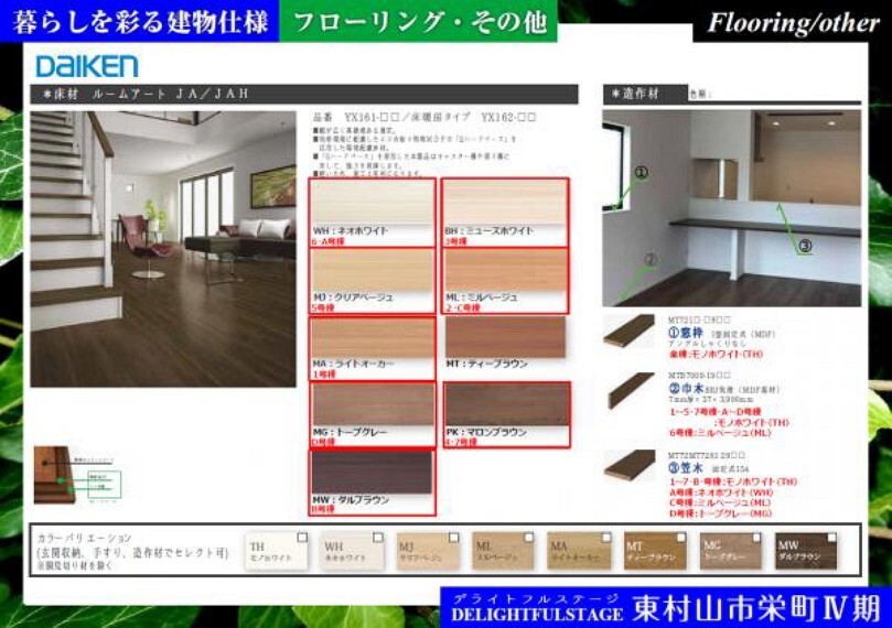 同仕様写真(内観) 【本物件建物仕様】明るめの茶系統のフローリングで、赤みを残す温かなイメージのマロンブラウン色の床材。