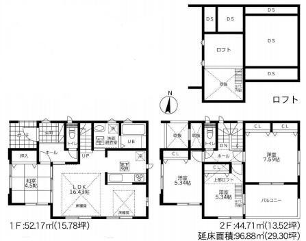 間取り図 B号棟間取り図 価格3980万円(4LDK+S)