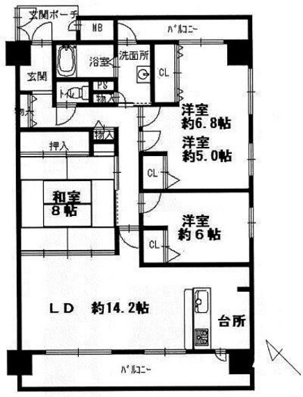 間取り図 最上階の角部屋