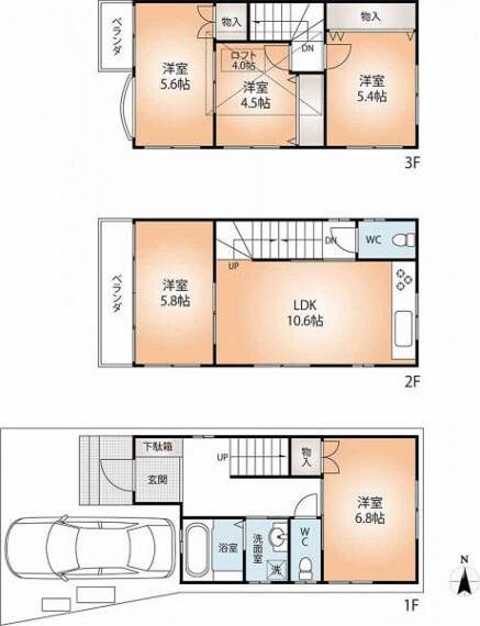 間取り図 市内では珍しい5LDKの間取。グルニエもあり収納力もタップリです。家族数の多いご家庭も安心です。