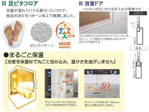 浴室を保温材で丸ごと包み込み、暖かさを逃さない「まるごと保温」採用。